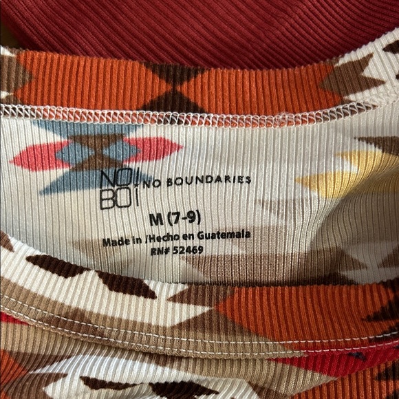 Red Two-Piece Set with Colorful Patterned Top - Picture 3 of 6